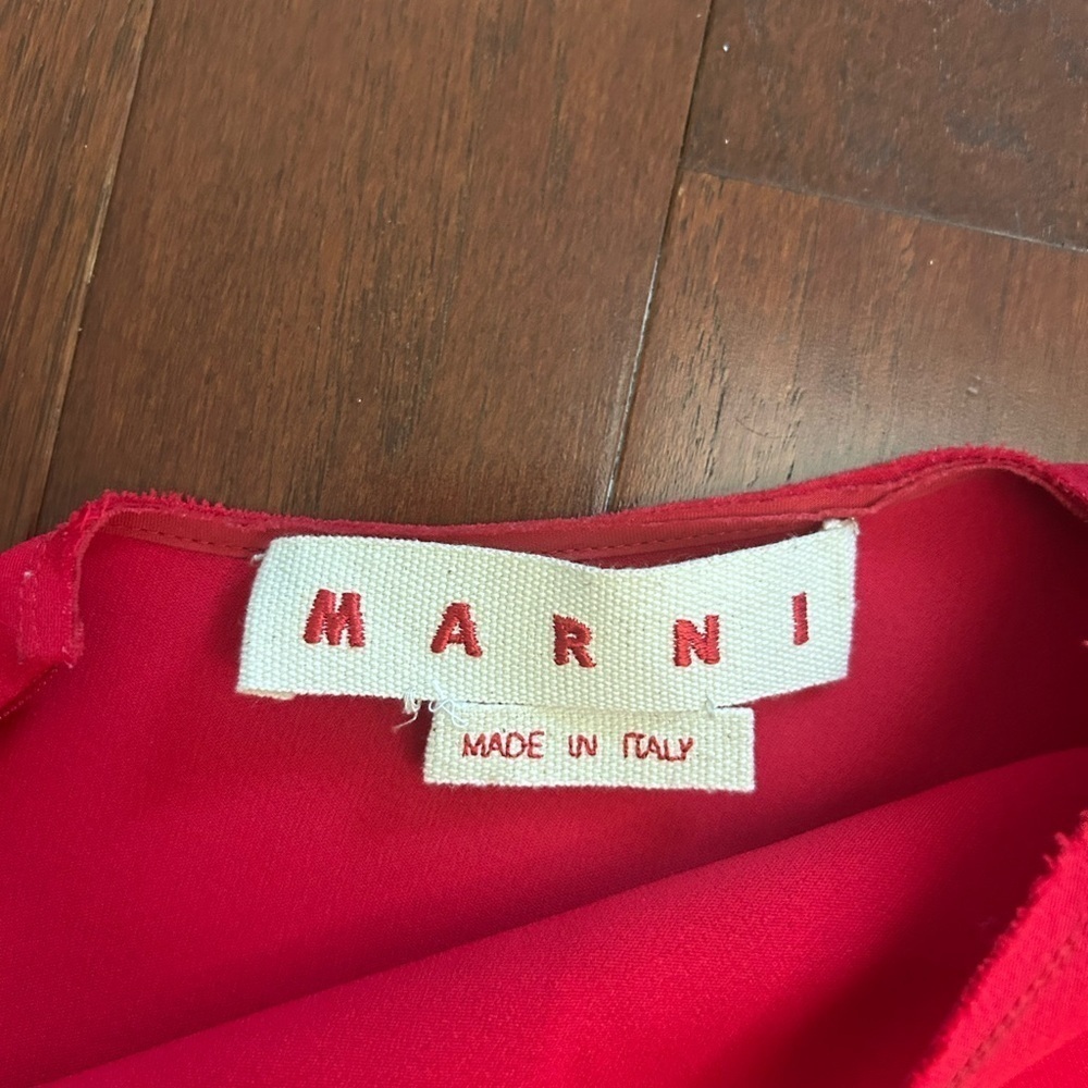 Marn Asymmetrical ALine Dress Red Midi made in Italy retail over $1500 size M - Picture 8 of 12